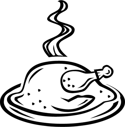 Chicken - Cooked Chicken Black And White (400x408)