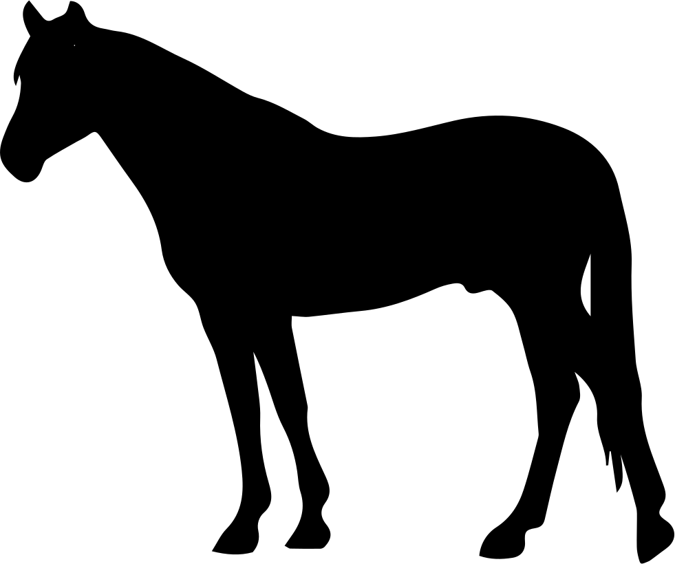 Horse Black Silhouette Facing To Left Svg Png Icon - Clipart Horse Silhouette (981x820)