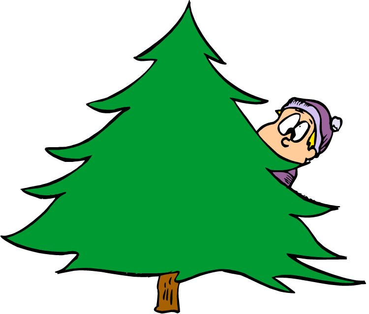Fun In Marriage - Behind The Tree Cartoon (750x640)