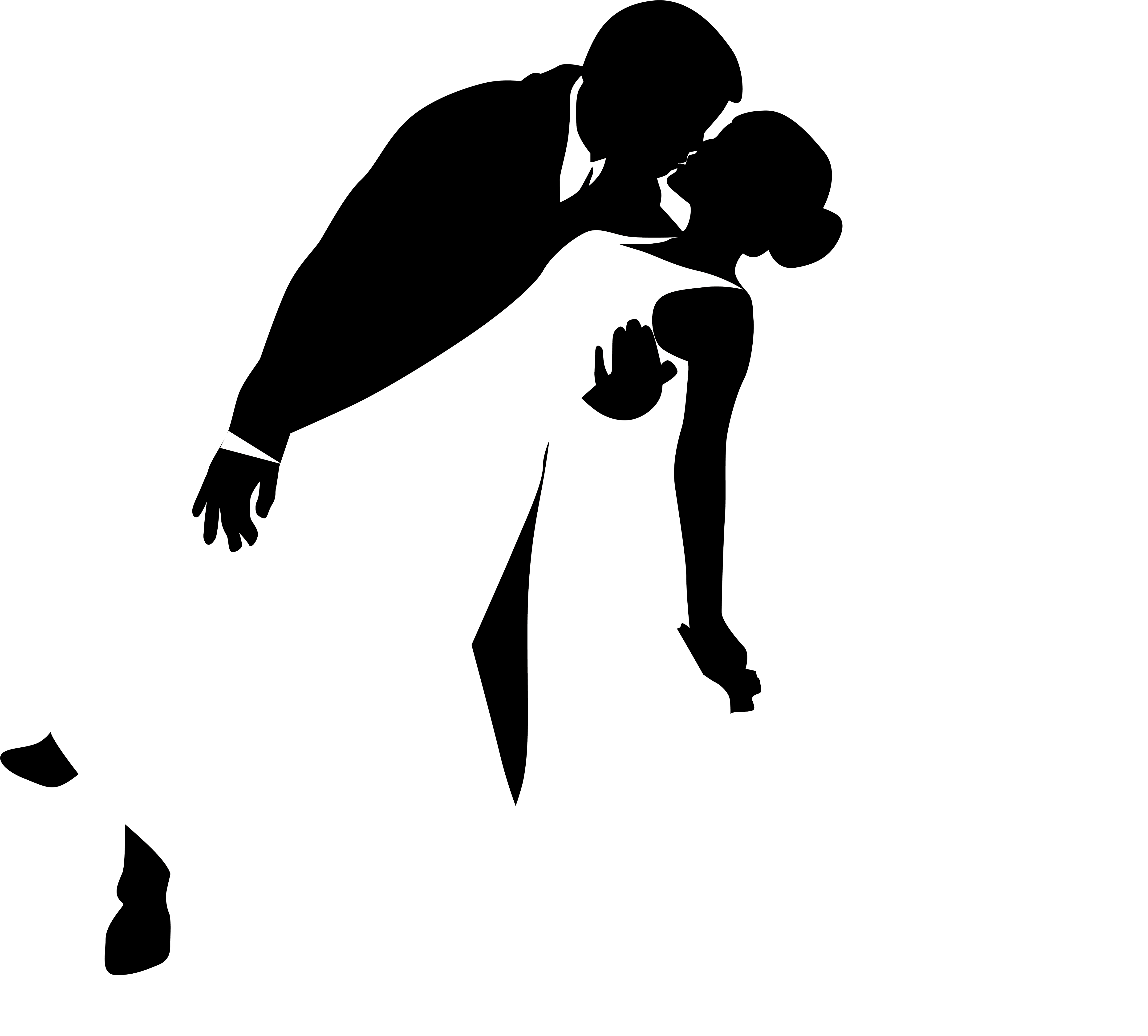 Awesome Wedding Silhouette Clip Art Pictures - Bride And Groom Kissing Silhouette Png (4984x4500)