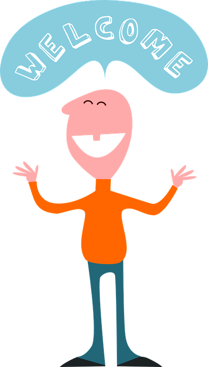 Invitation Welcome1 - Greeter Clipart (409x720)