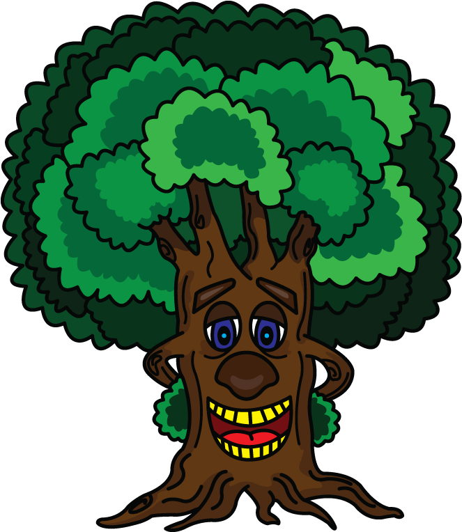 Drawing Tutorial For A Smiling Cartoon Tree Http - Cartoon (720x1280)