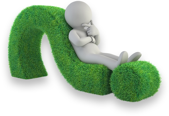 Cartoon Man Thinking While Laying On A Green Question - Green Question Marks Png (543x373)