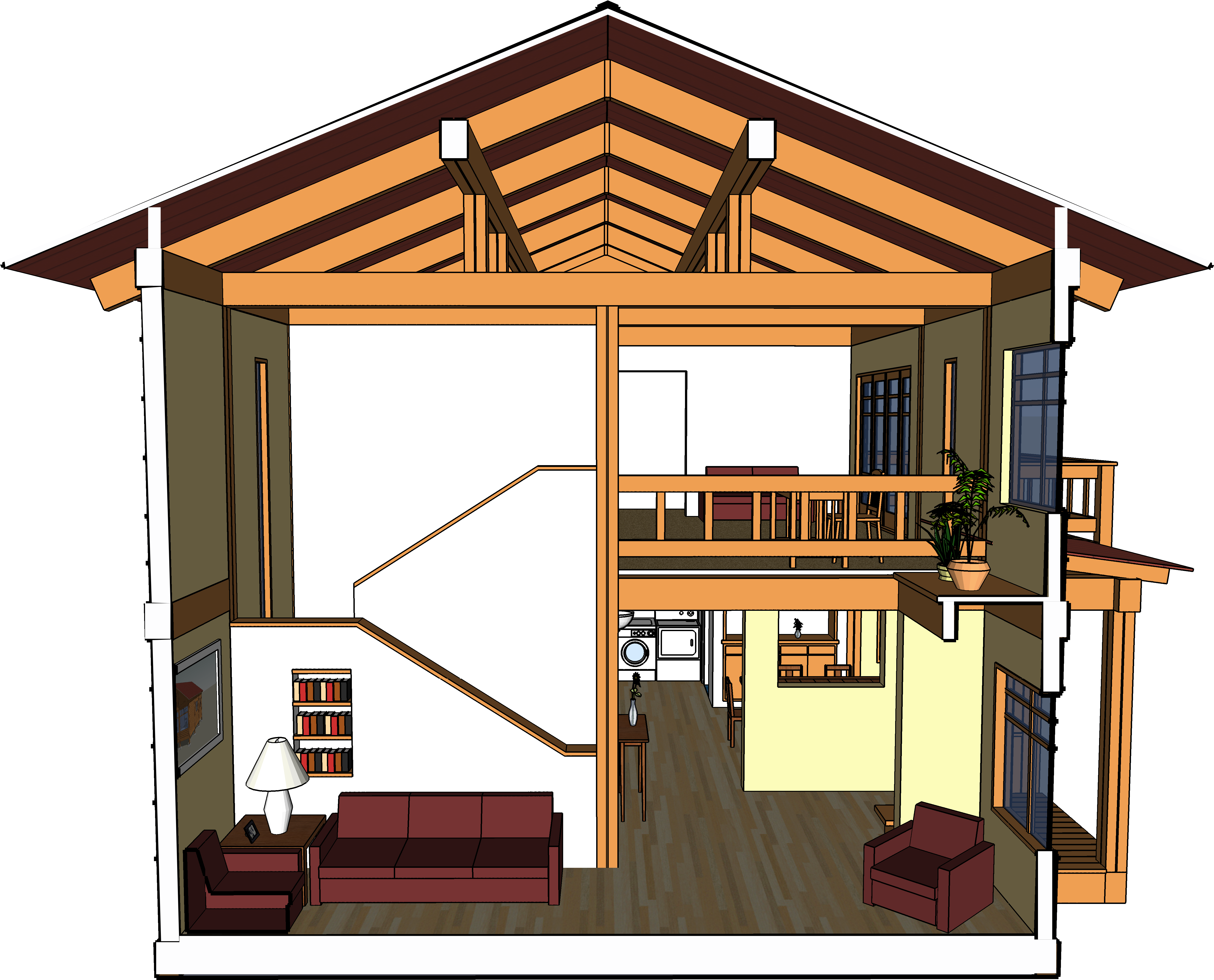 Prefabricated Timber Frame Housing - Framing (7200x5081)