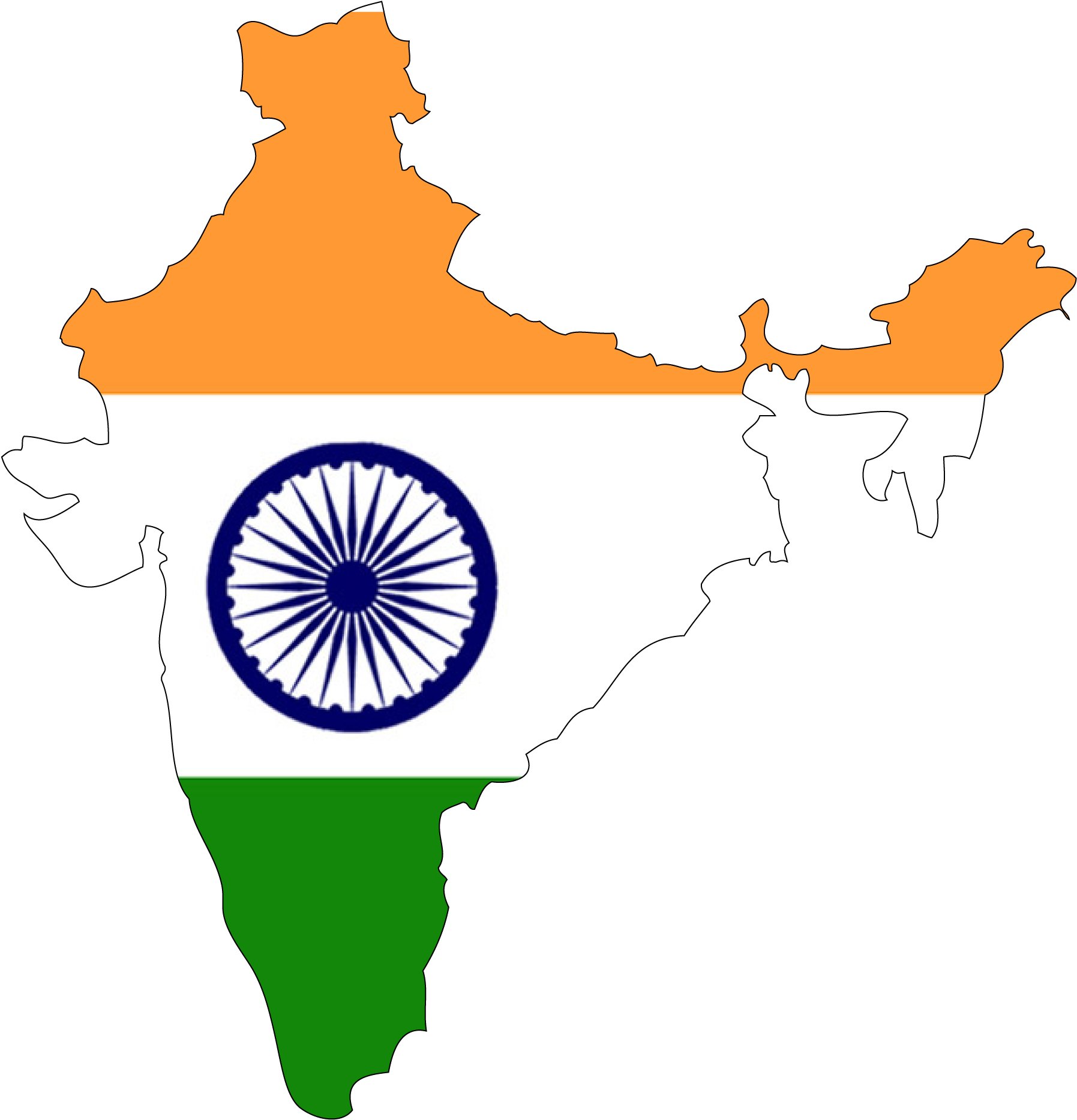 Indian Map With Colours (1900x2000)