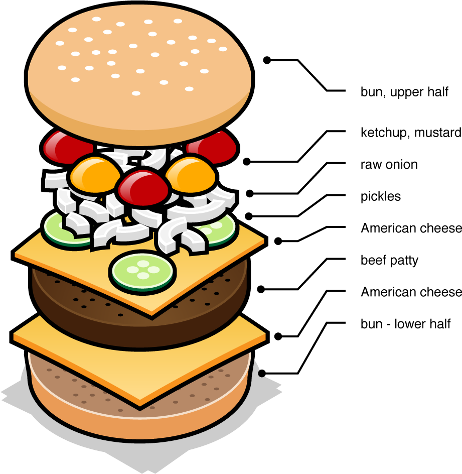 Quarter Pounder Dissected - Cartoon (1000x1022)