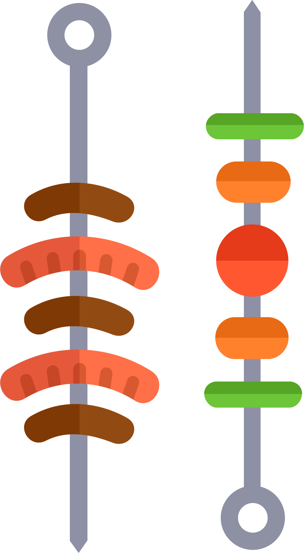 Sausage Hamburger Barbecue Skewer - Vector Graphics (1001x1822)
