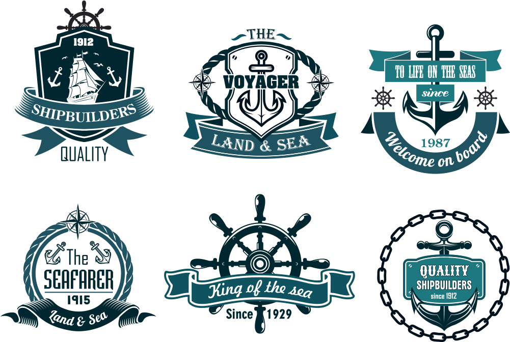 彩色促销彩带与标签集合 - Steering Wheel Ship Logo (1000x1000)