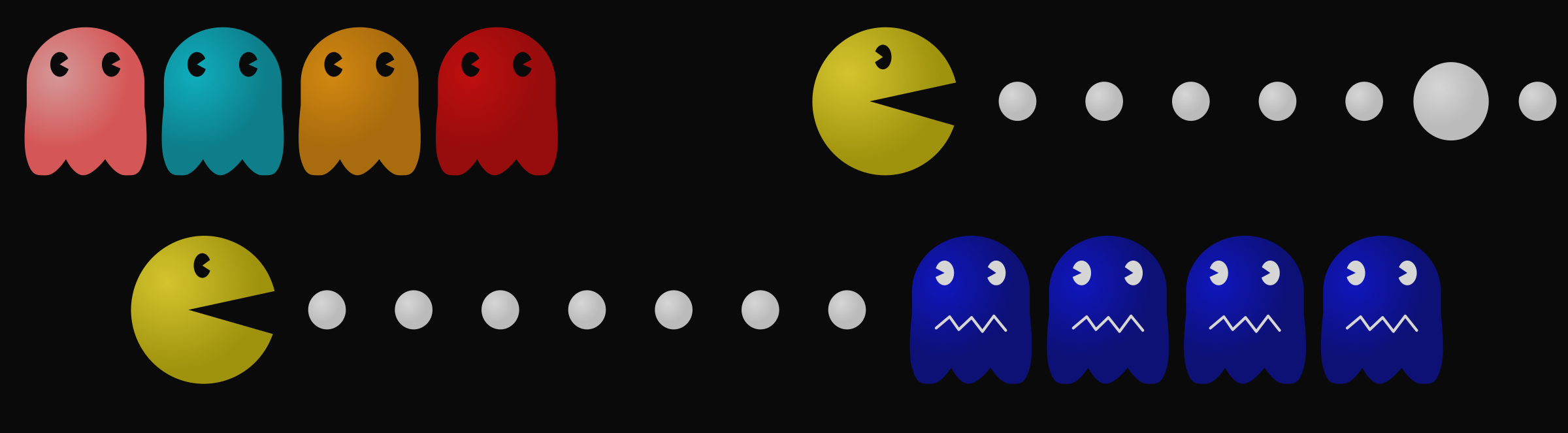 Pacman Clipart (2400x663)
