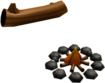 Campfire And Log - Illustration (420x420)