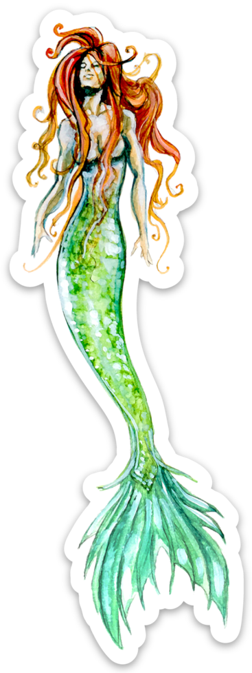Emerald Mermaid Sticker - Emerald (367x977)