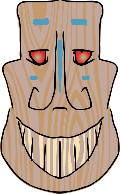 Vector Graphics - Tiki Mask Smile (500x804)