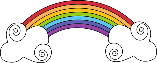Rainbow And Swirly Clouds - Rainbow With Two Clouds (550x220)