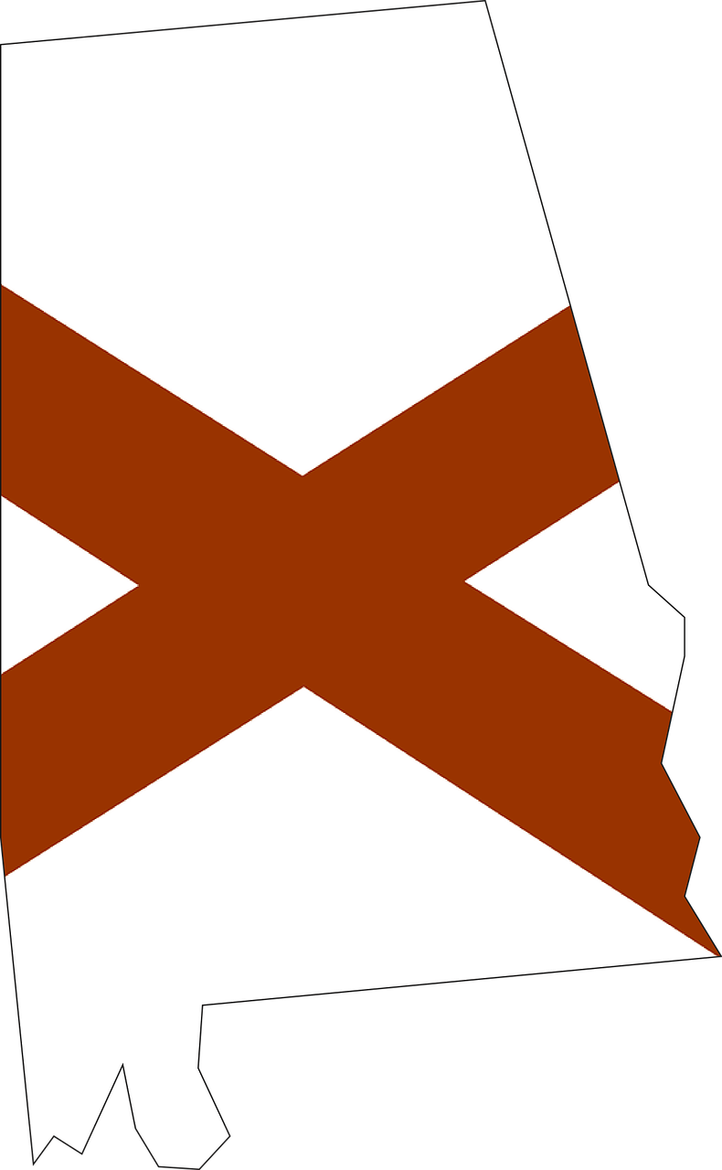 Vector Graphics - Alabama State Outline With Flag (790x1280)