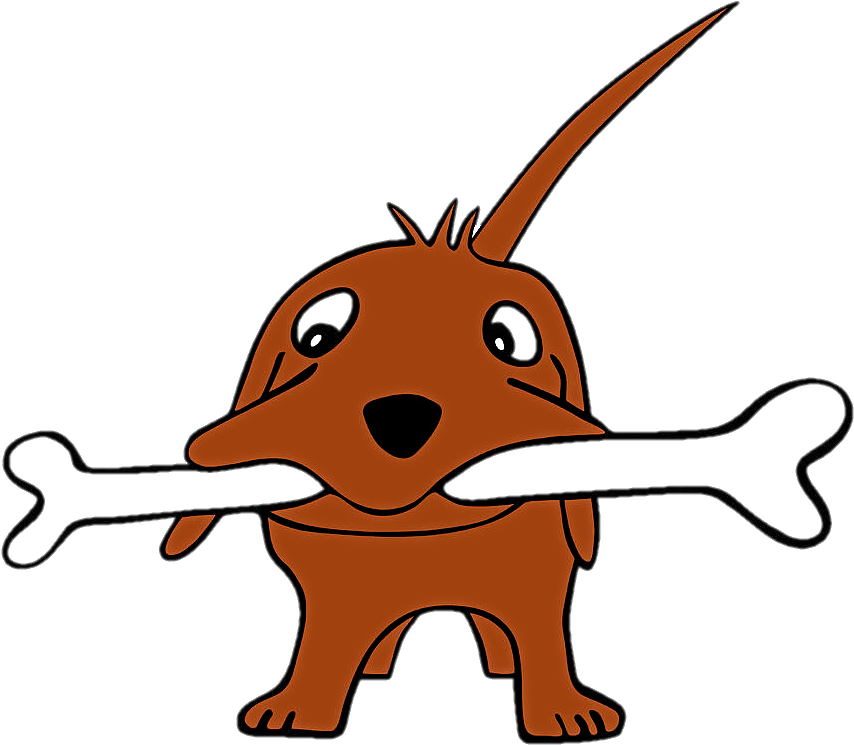 Grinning Pup With A Giant Bone Clipart - Vector Graphics (900x848)
