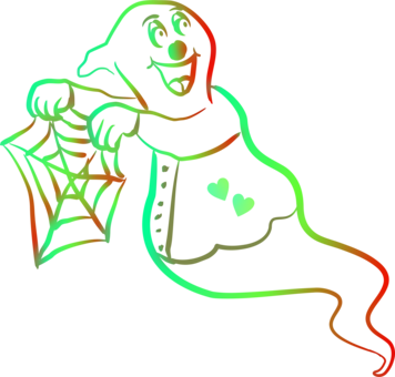 Spider Web Ghost Line Art - Ghost (356x340)