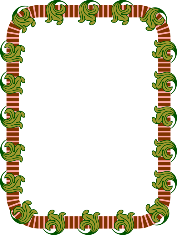 Picture Frames Green Line Leaf - Clip Art (566x750)