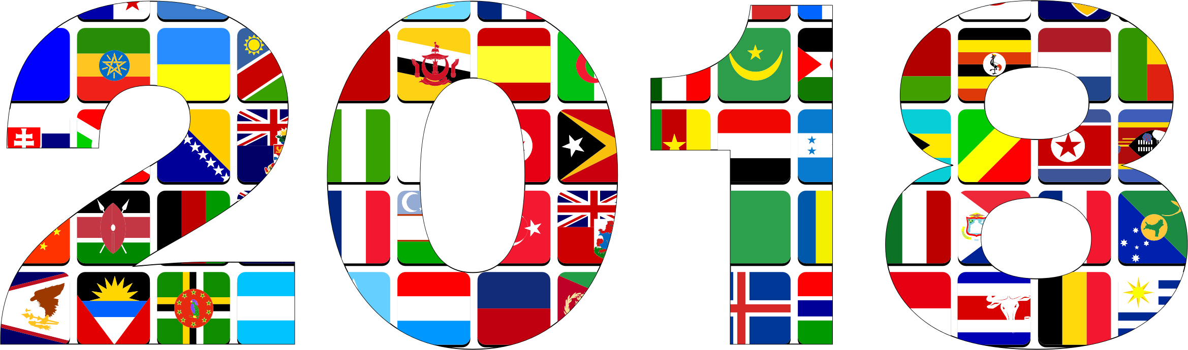 Unity Stroke Abstract Art Calendar - Countries Flags Abstract (2338x690)