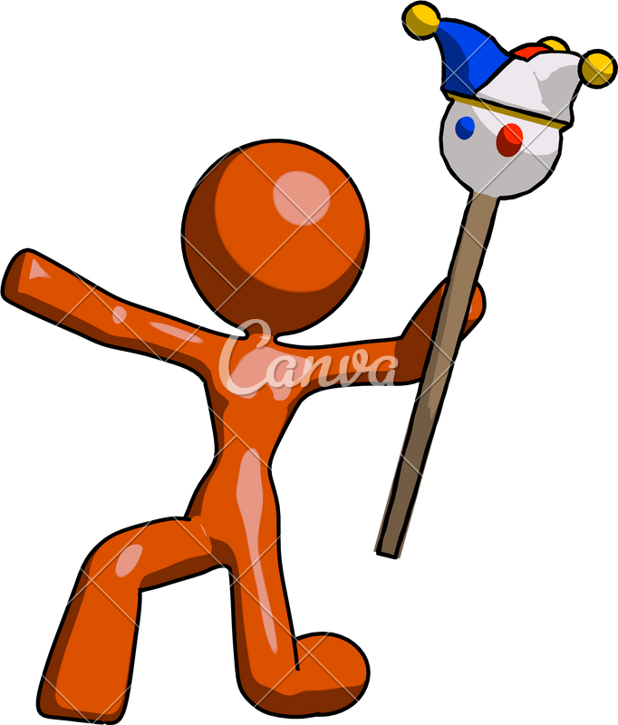 Mascot Holding Jester Staff - Jester (682x800)