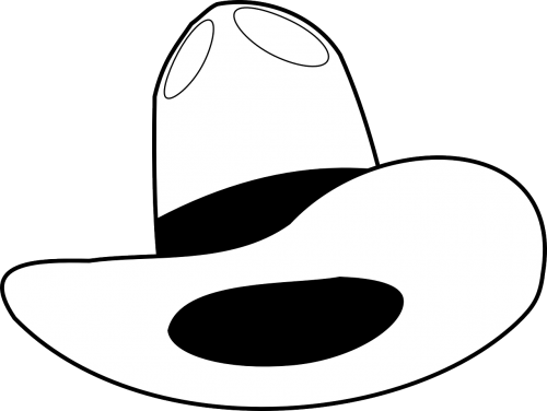 Hat,wild West,free Vector Graphics - Cowboy Hat Black Drawing (500x376)