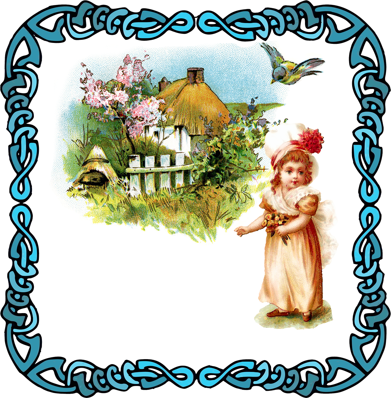 Vintage Baby Girl Clip Art (1259x1280)