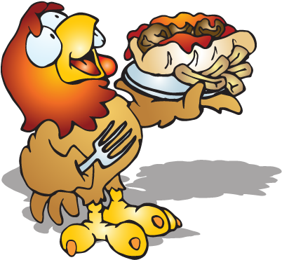 Bucktooth Rooster - Cartoon (600x453)