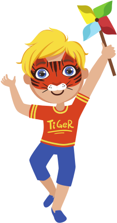 Boy With Tiger Make Up - Vector Graphics (550x550)