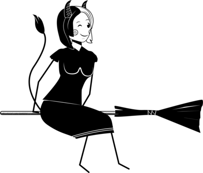 Witch Cartoon Devil Broom Comics - Devil Witch (400x340)