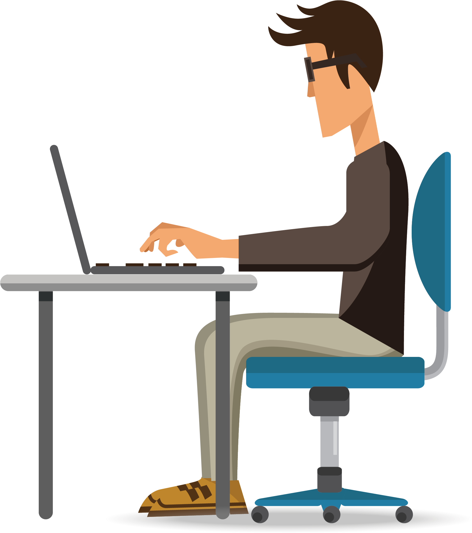 Job Search Dubai - Man Working On Computer Vector (2480x2480)