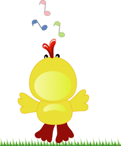 Easter Chick Singing - Cartoon (415x500)