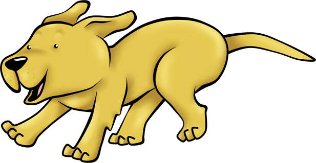 Yellow Lovable Labrador - Cartoon (617x319)