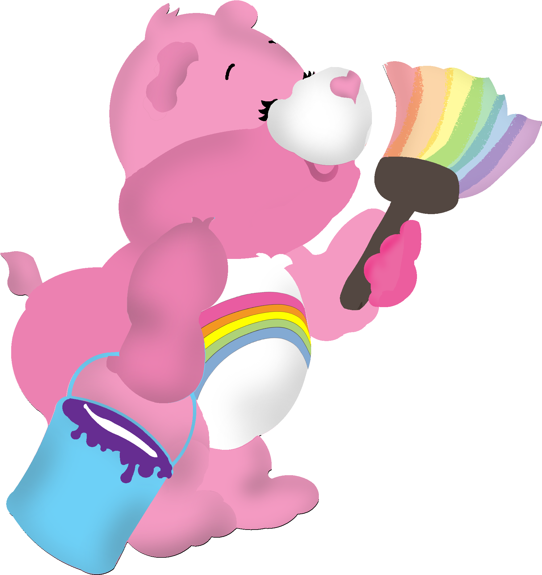 Care Bear With Paint Brush - Paint (1818x1971)