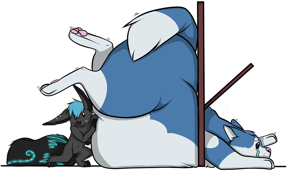 Fatty Is Stuck - Cartoon (1000x607)