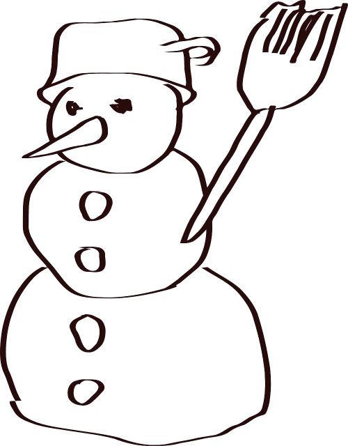 Vector - Snow Man Sketch (500x640)