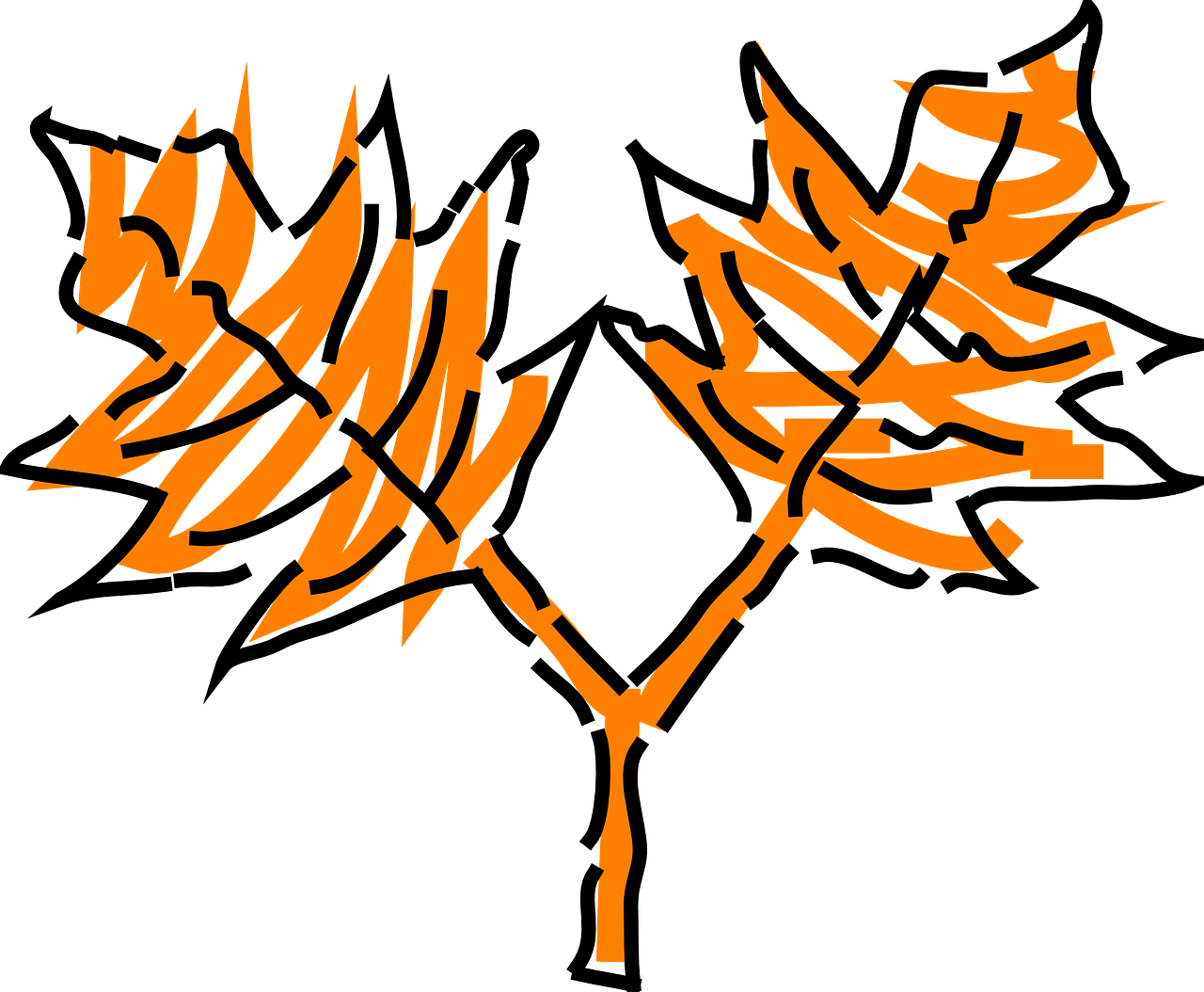 Leaf Oak Stem - Clip Art (1280x1054)