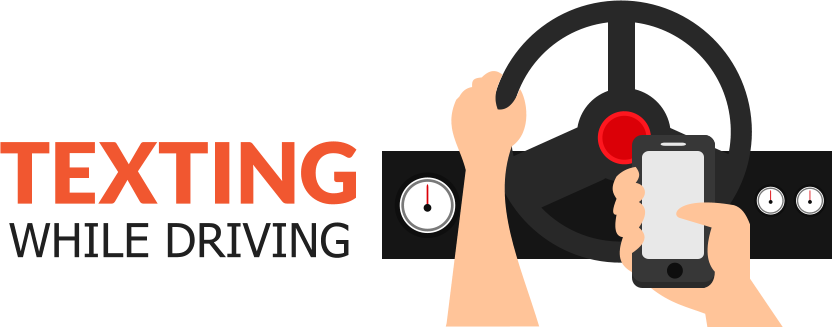 Design - Texting While Driving Clipart (832x327)