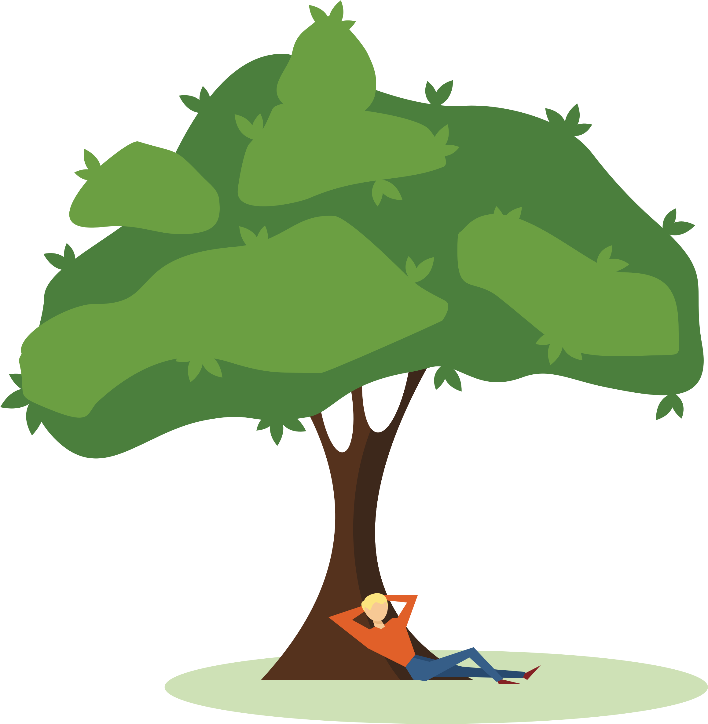 Big Image - Cartoon Guy Under A Tree (2317x2371)