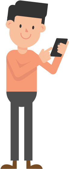 Man Looking At Phone Cartoon Vector - Man With Phone Vector Png (1280x720)