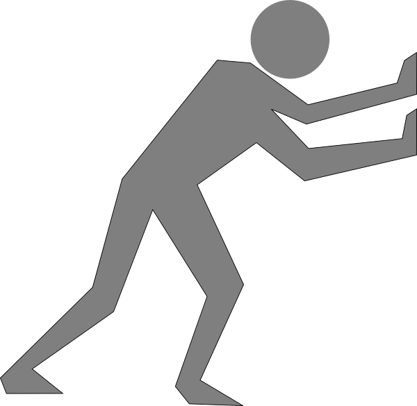 Cartoon Man Pushing A Wall (600x585)