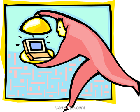 Man With Computer Concept Royalty Free Vector Clip - Man With Computer Concept Royalty Free Vector Clip (480x383)