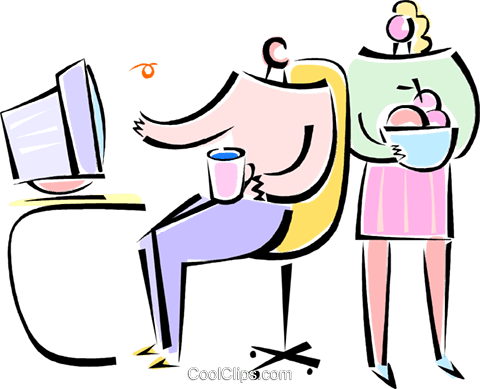 Looking At A Computer Screen Royalty Free Vector Clip - Looking At A Computer Screen Royalty Free Vector Clip (480x389)