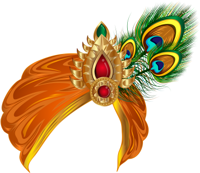 India Bling Turban Free Png Clip Art Image - Krishna Pagdi Png (400x345)