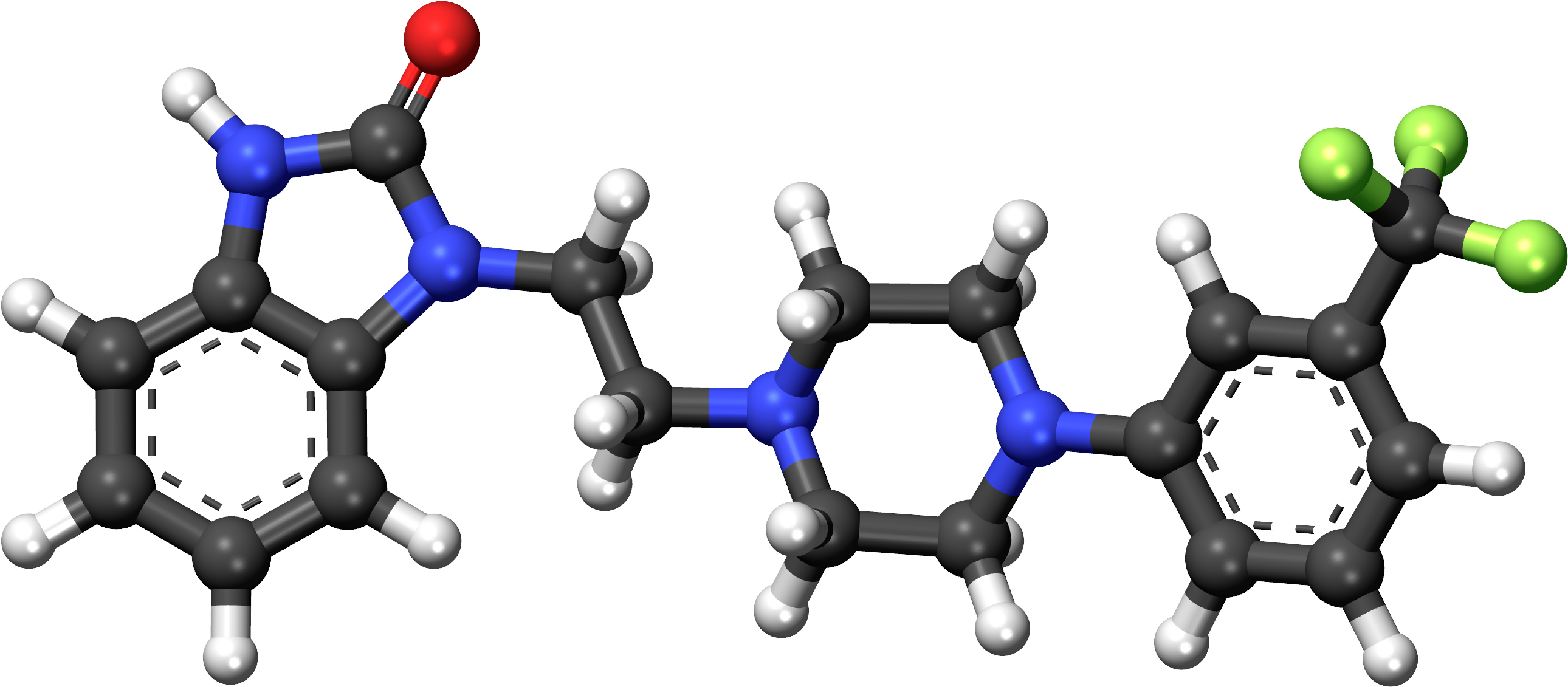 Flibanserin Ball And Stick Model - Molecule (2662x1208)