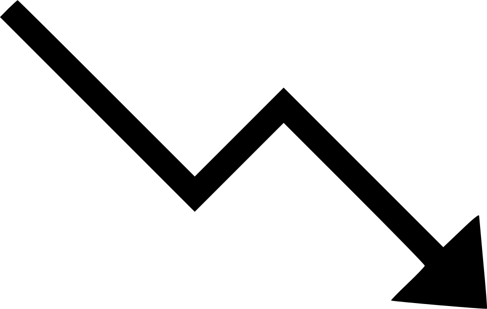 Down Png Trending Down Arrow Chart Decrease Svg Png - Chart Down Png (980x622)