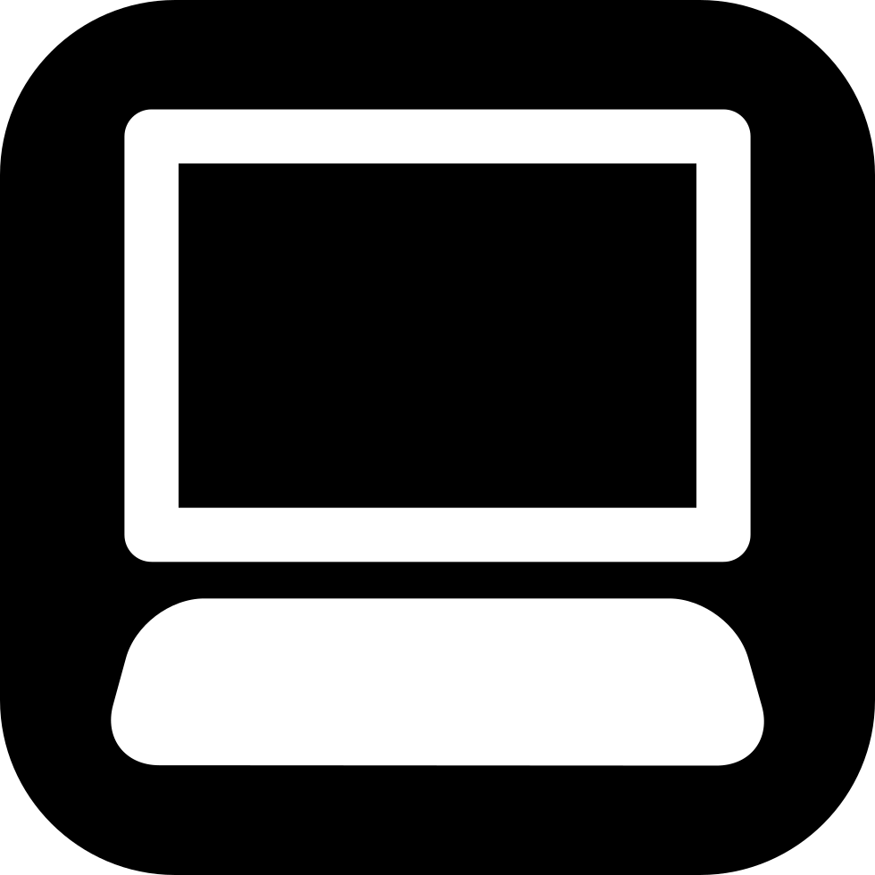 Desktop Computer On Black Square Background Comments - Computer Icon Black Background (980x980)