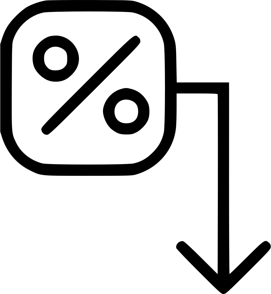 Percent Arrow Down Decrease Comments - Icon (902x980)