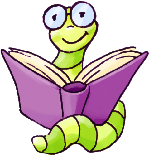 Bücherwurm - Bücherei Clipart (500x522)