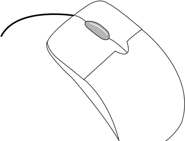 Pc Mouse Clipart Computer Cable - Line Art (640x480)