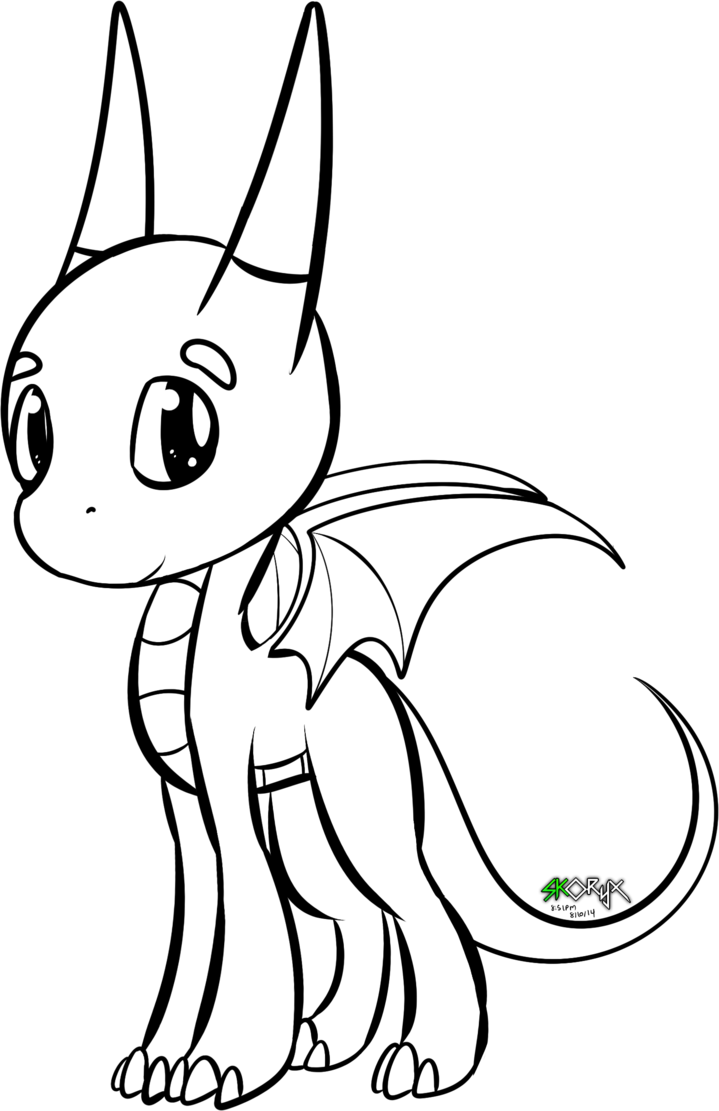 Chibi Dragon Drawing - Chibi Dragon Drawing Base (719x1111)