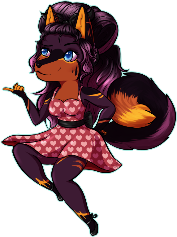 Rockabilly Shaded Chibi - Cartoon (720x850)